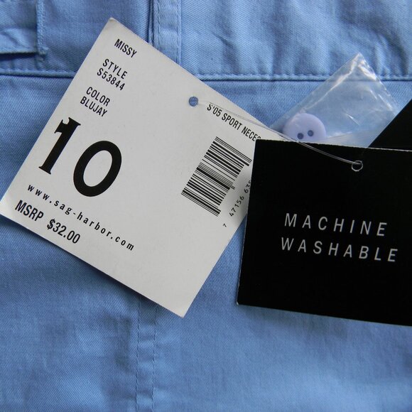 NWT SAG HARBOR WM'S BLUE STRETCH STRAIGHT LEG BELT LIGHTWEIGHT PANTS SZ 10 - Picture 3 of 5